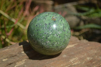 Polished Green Chrysoprase Spheres x 3 From Madagascar