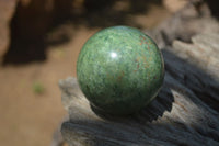 Polished Green Chrysoprase Spheres x 3 From Madagascar