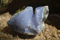 Natural Blue Lace Agate Geode Specimens x 3 From Malawi