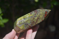 Polished Bastite Dragons Blood Stone Points x 2 From Tshipise, South Africa