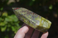 Polished Bastite Dragons Blood Stone Points x 2 From Tshipise, South Africa