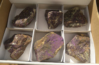 Natural Metallic Purpurite Cobbed Specimens x 6 From Erongo, Namibia