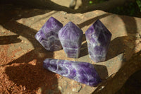 Polished Chevron Amethyst Crystals x 4 From Zambia