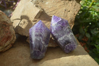 Polished Chevron Amethyst Crystals x 4 From Zambia