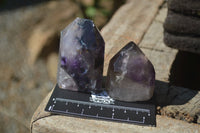 Polished Smokey Amethyst Window Quartz Crystals x 12 From Akansobe, Madagascar