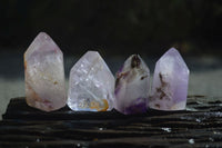 Polished Smokey Amethyst Window Quartz Crystals x 12 From Akansobe, Madagascar