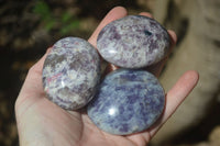 Polished Lepidolite with Pink Rubellite Palm Stones x 26 From Ambatondrazaka, Madagascar