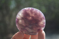 Polished Lepidolite with Pink Rubellite Palm Stones x 26 From Ambatondrazaka, Madagascar