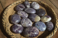 Polished Lepidolite with Pink Rubellite Palm Stones x 26 From Ambatondrazaka, Madagascar