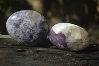 Polished Lepidolite with Pink Rubellite Palm Stones x 26 From Ambatondrazaka, Madagascar