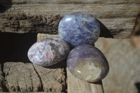 Polished Lepidolite with Pink Rubellite Palm Stones x 26 From Ambatondrazaka, Madagascar