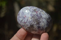 Polished Lepidolite with Pink Rubellite Palm Stones x 26 From Ambatondrazaka, Madagascar