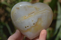 Polished Banded Agate Gemstone Hearts x 4 From Madagascar