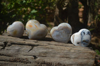 Polished Banded Agate Gemstone Hearts x 4 From Madagascar