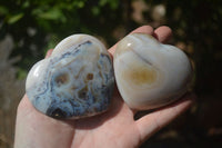 Polished Banded Agate Gemstone Hearts x 4 From Madagascar