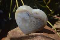 Polished Banded Agate Gemstone Hearts x 4 From Madagascar