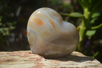 Polished Banded Agate Gemstone Hearts x 4 From Madagascar