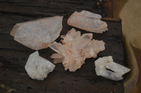 Natural Etched Quartz Clusters x 5 From Mpika, Zambia