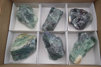 Natural Watermelon Fluorite Cobbed Specimens x 6 From Uis, Namibia