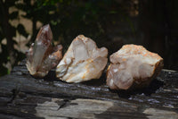 Natural Red Hematoid Quartz Clusters x 3 From Karoi, Zimbabwe