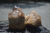 Natural Red Hematoid Quartz Clusters x 3 From Karoi, Zimbabwe