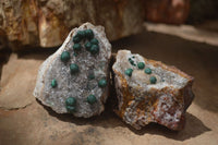 Natural Ball Malachite On Quartz Matrix Specimens x 3 From Kambove, Congo