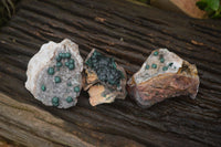 Natural Ball Malachite On Quartz Matrix Specimens x 3 From Kambove, Congo