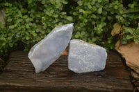 Natural Crystalline Blue Lace Agate Plates x 2 From Namibia