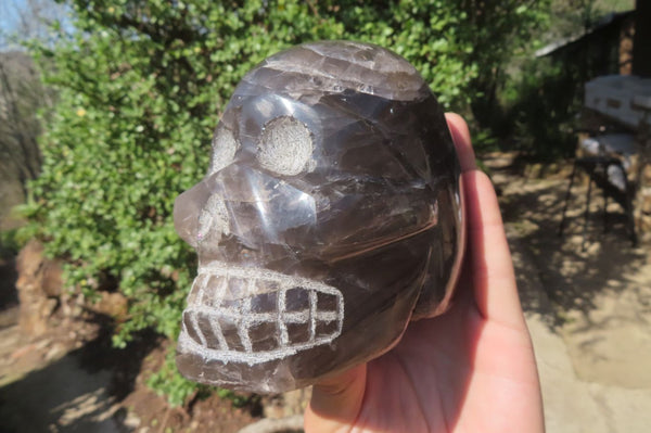 Polished Smokey Quartz Skull Carving x 1 From Madagascar