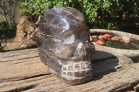 Polished Smokey Quartz Skull Carving x 1 From Madagascar