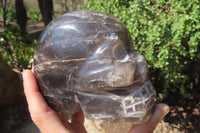 Polished Smokey Quartz Skull Carving x 1 From Madagascar