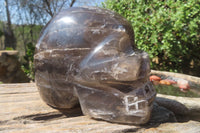 Polished Smokey Quartz Skull Carving x 1 From Madagascar