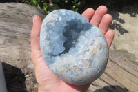 Polished Blue Celestite Egg Geodes x 2 From Madagascar