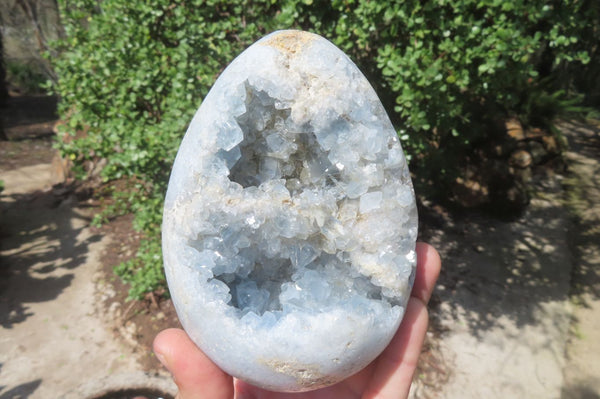 Polished Blue Celestite Egg Geodes x 2 From Madagascar