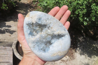 Polished Blue Celestite Egg Geodes x 2 From Madagascar