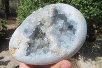 Polished Blue Celestite Egg Geodes x 2 From Madagascar