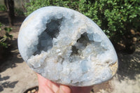 Polished Blue Celestite Egg Geodes x 2 From Madagascar