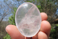 Polished Girasol Pearl Quartz Palm Stones x 24 From Ambatondrazaka, Madagascar