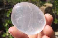 Polished Girasol Pearl Quartz Palm Stones x 24 From Ambatondrazaka, Madagascar