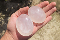 Polished Girasol Pearl Quartz Palm Stones x 24 From Ambatondrazaka, Madagascar