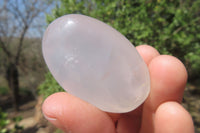 Polished Girasol Pearl Quartz Palm Stones x 24 From Ambatondrazaka, Madagascar