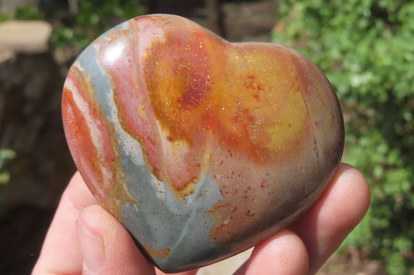 Polished Polychrome Jasper Hearts x 12 From Madagascar