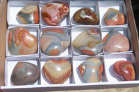 Polished Polychrome Jasper Hearts x 12 From Madagascar