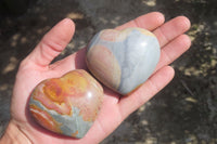 Polished Polychrome Jasper Hearts x 12 From Madagascar