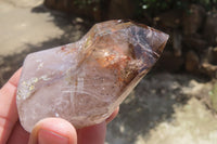 Polished Smokey Window Quartz Crystals x 4 From Madagascar