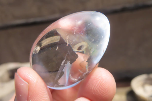 Polished Clear Rock Crystal Gemstone Eggs x 20 From Madagascar