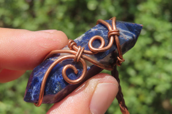 Polished Copper Wire Wrapped Sodalite Pendants x 12 From South Africa