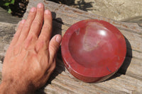 Polished Red Podocarpus Petrified Wood Sphere & Dish x 2 From Madagascar