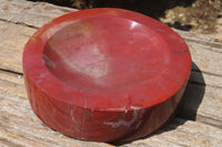 Polished Red Podocarpus Petrified Wood Sphere & Dish x 2 From Madagascar