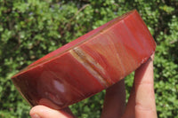 Polished Red Podocarpus Petrified Wood Sphere & Dish x 2 From Madagascar